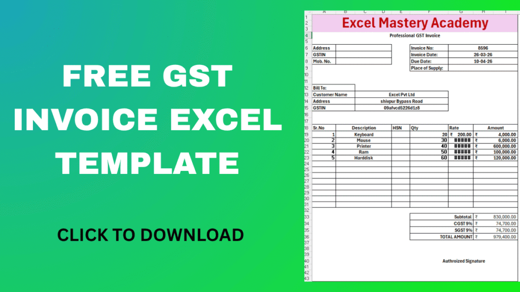 GST Invoice Kaise Banaye Excel Format