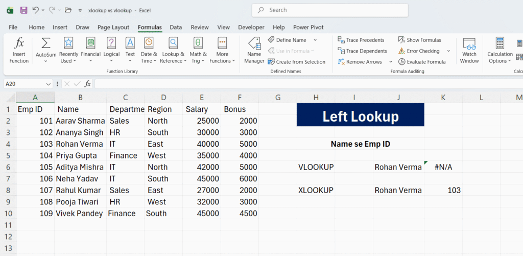 xlookup formula in excel hindi name se emp id kaise nikale example