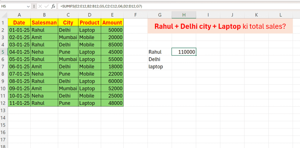 Excel Sum Formula