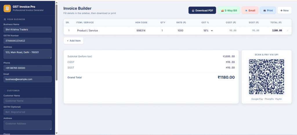 Free GST Invoice Generator Tool 