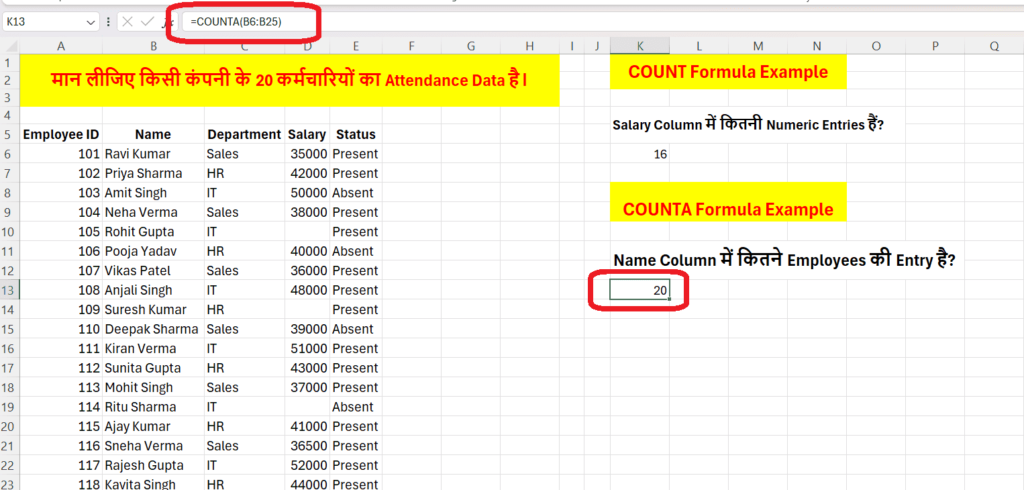 Excel Count Formulas