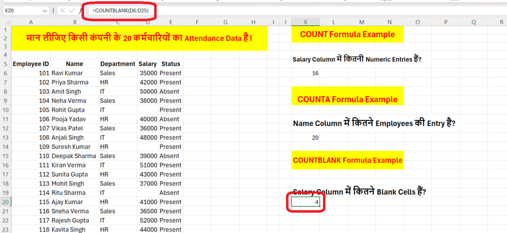 Excel Count Formulas