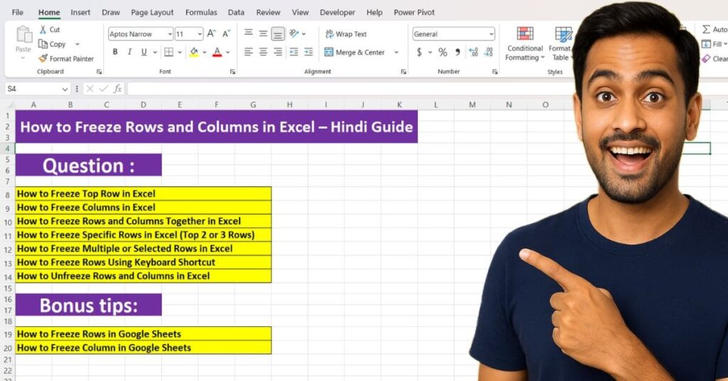 How to Freeze Rows and Columns in Excel 