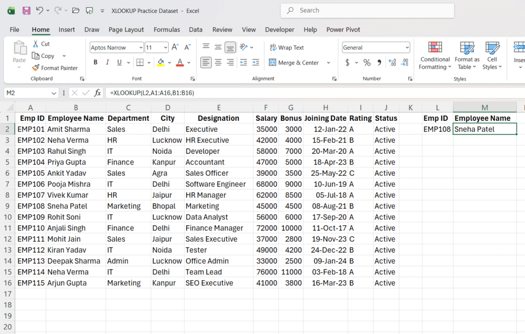 xlookup formula in excel with example