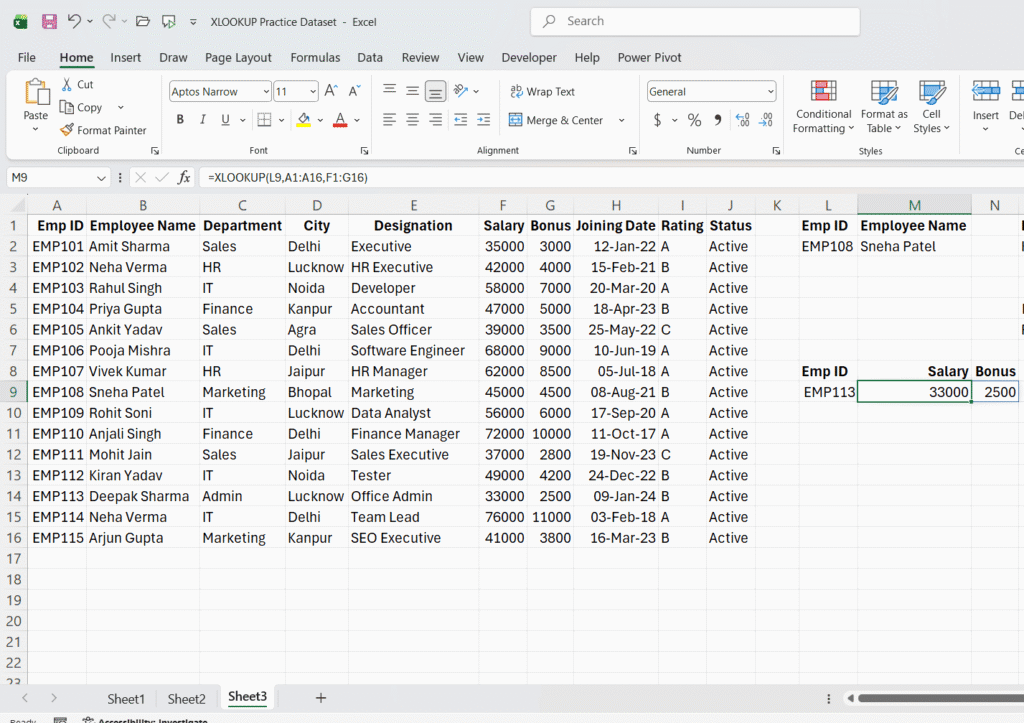 xlookup formula in excel with example