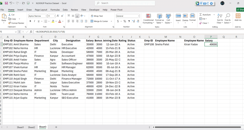 xlookup formula in excel with example