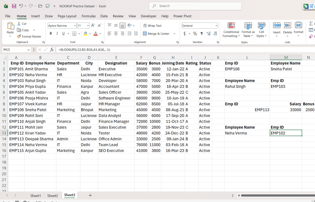 xlookup formula in excel with example
