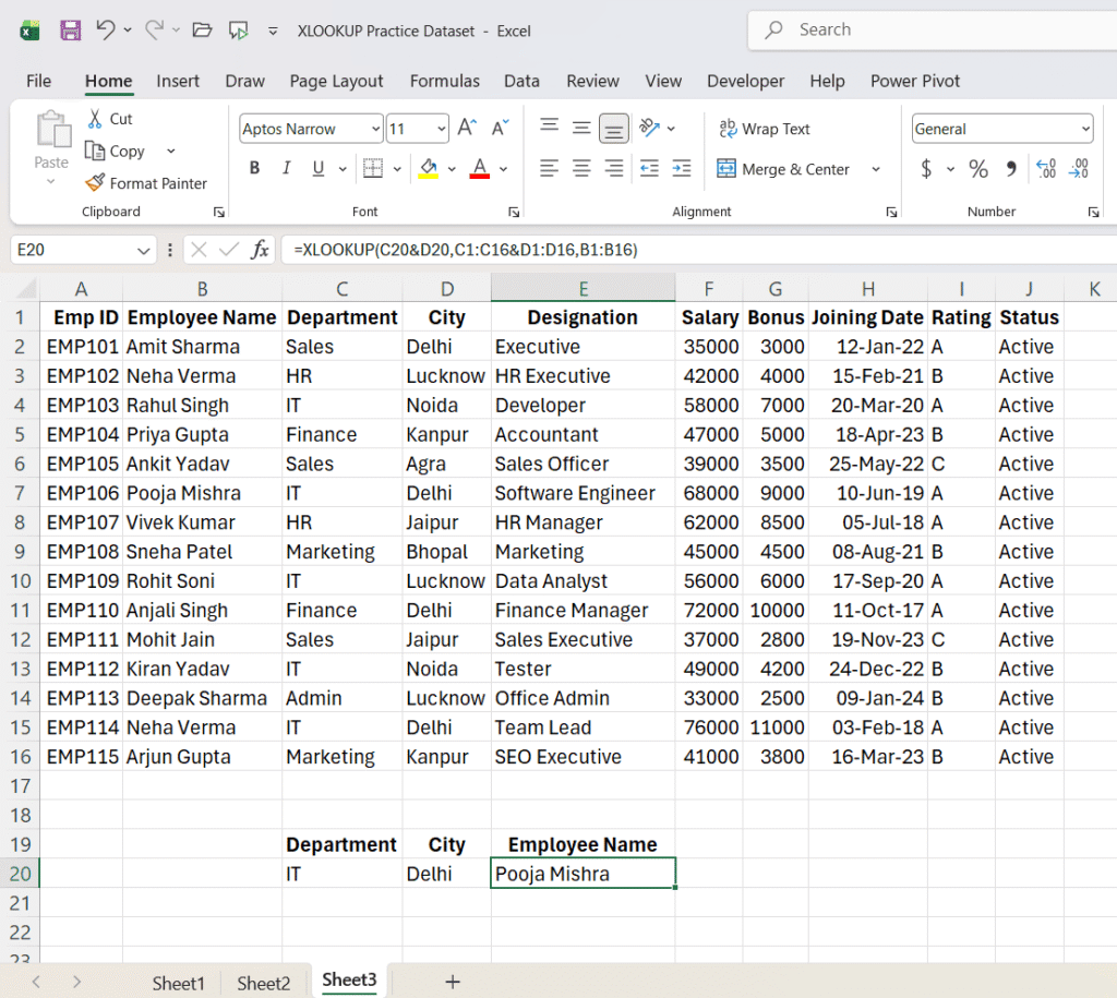 xlookup formula in excel with example