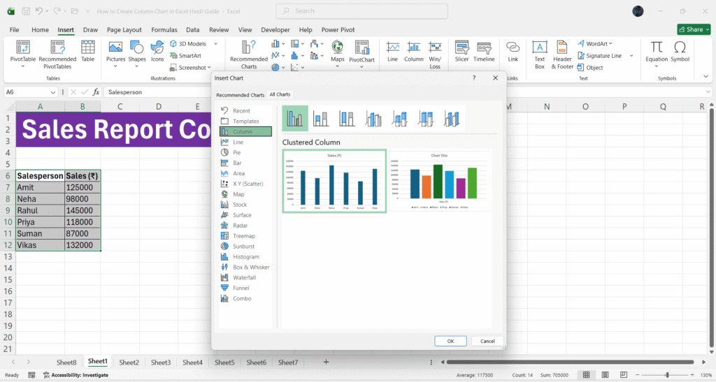 Excel Me Column Chart Kaise Banaye