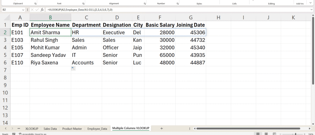 VLOOKUP Formula in Excel in Hindi