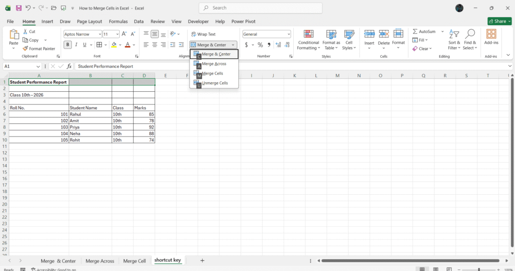 Excel Me Cells Merge Kaise Kare