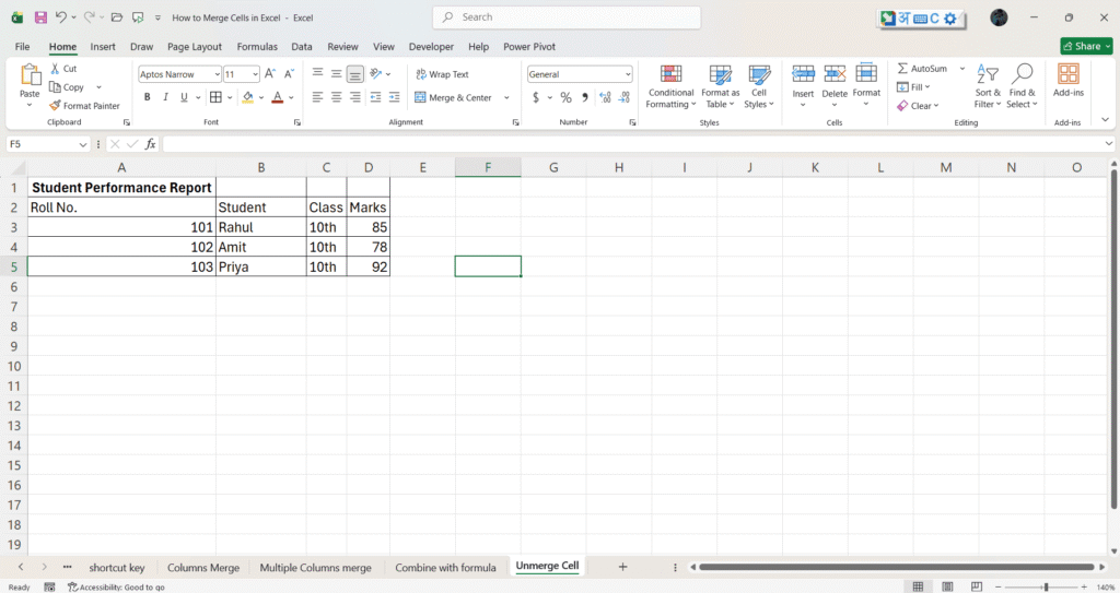 Excel Me Cells Merge Kaise Kare
