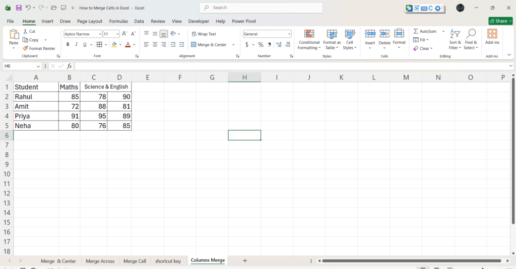 Excel Me Cells Merge Kaise Kare
