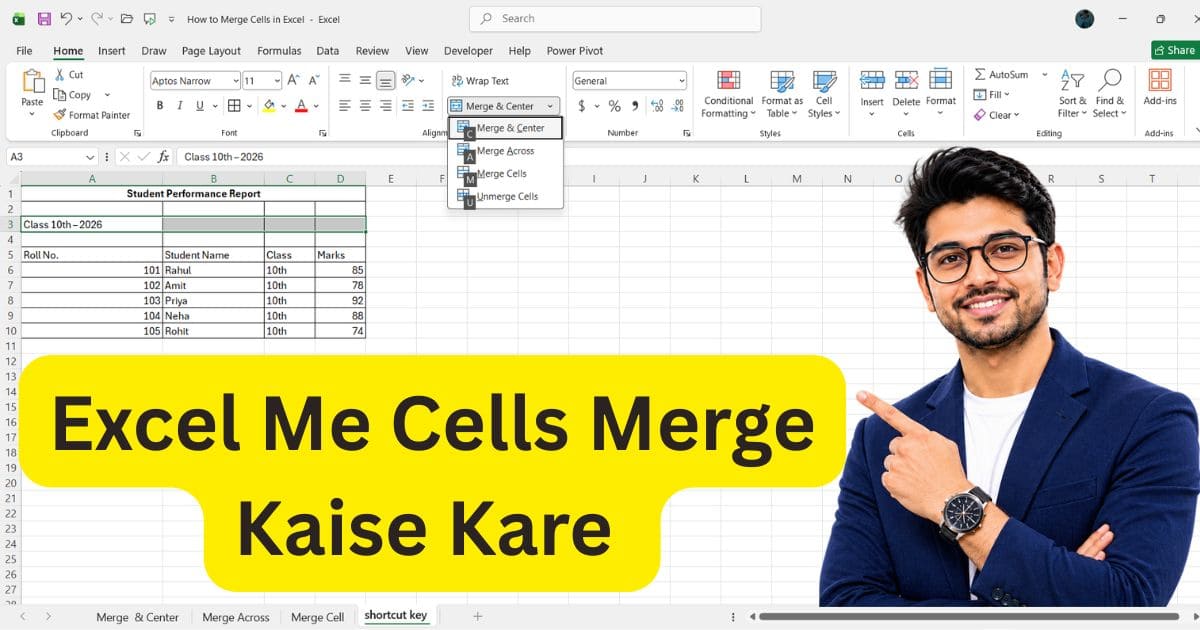 Excel Me Cells Merge Kaise Kare