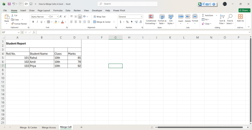 Excel Me Cells Merge Kaise Kare