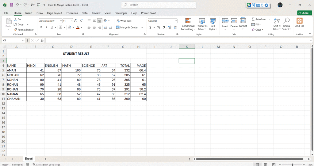 Excel Me Cells Merge Kaise Kare