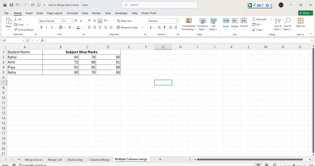 Excel Me Cells Merge Kaise Kare