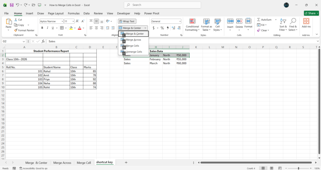 Excel Me Cells Merge Kaise Kare
