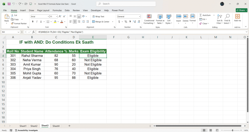 Excel Me IF Formula Kaise Use Kare