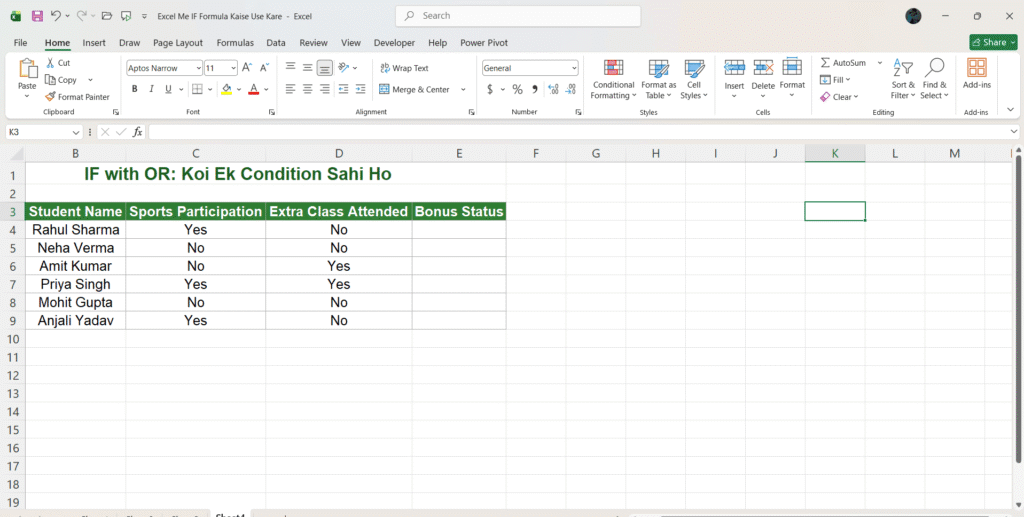 Excel Me IF Formula Kaise Use Kare