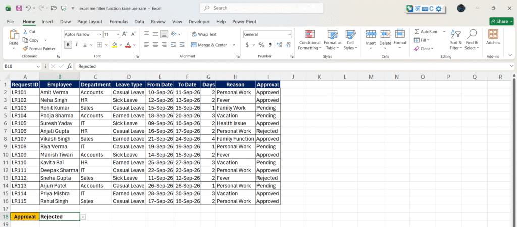 Excel Me FILTER Function Kaise Use Kare
